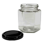 Hexagon Glass Jar 400ml 6Pcs