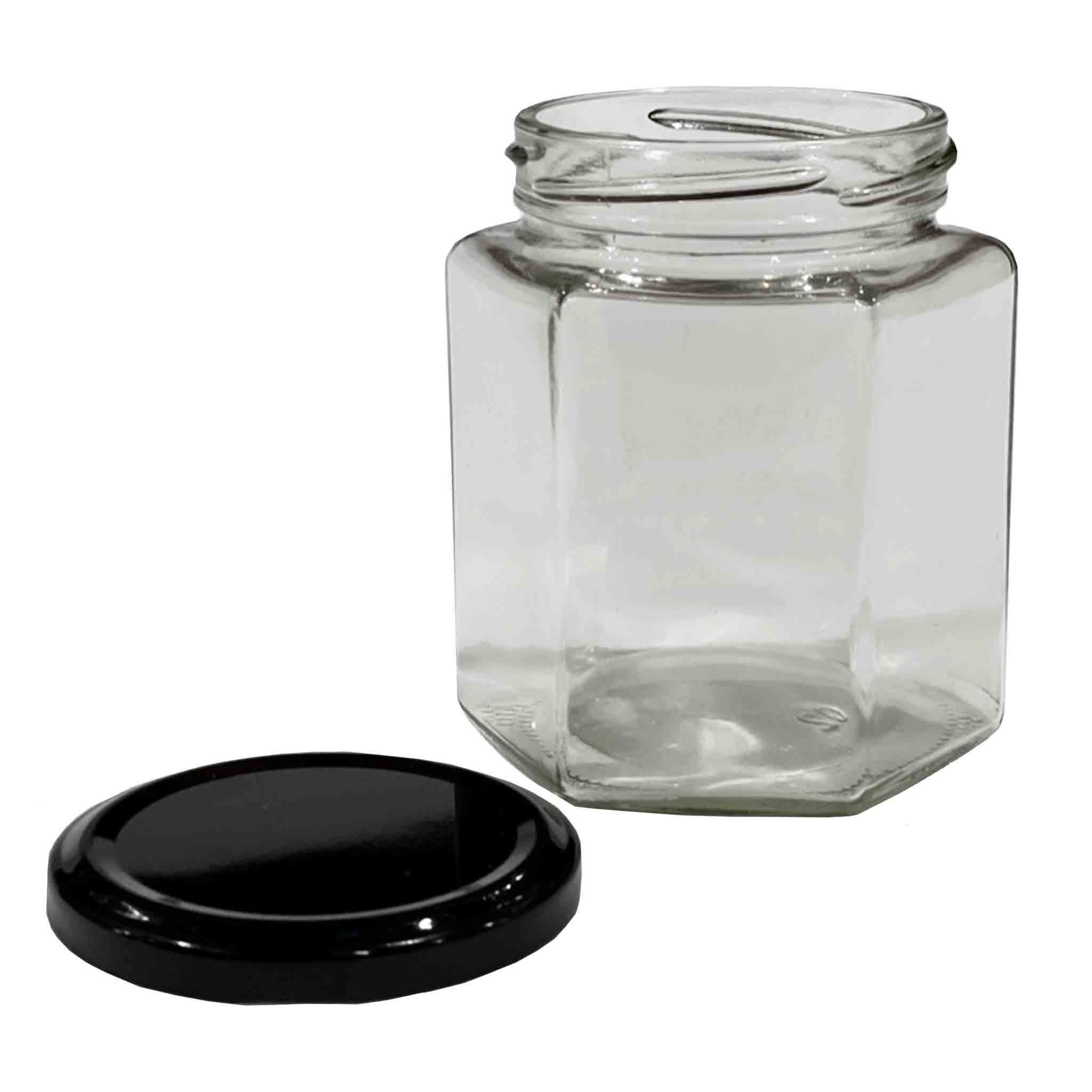 Hexagon Glass Jar 400ml 6Pcs
