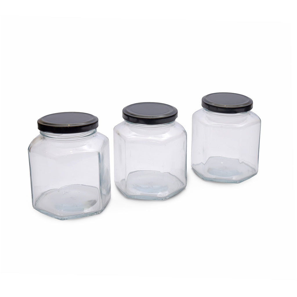 Hexagon Glass Jar 200ml 6Pcs