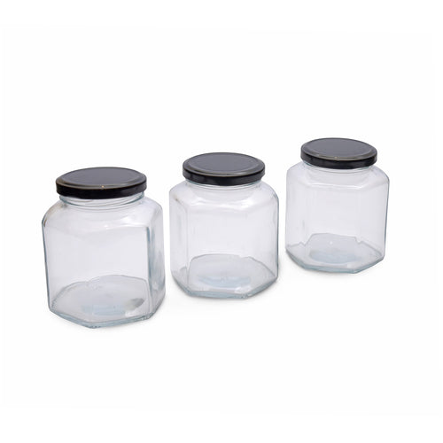Hexagon Glass Jar 200ml 6Pcs
